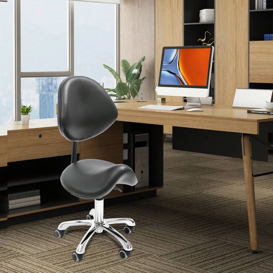 SENDERPICK Saddle Stool, Black Saddle Stool, Adjustable Saddle Stool - Black - View 1