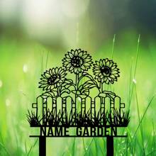 1 tấm biển tên vườn cá nhân hóa, biển báo bãi cỏ, biển báo kim loại ngoài trời, biển báo vườn kim loại tùy chỉnh, biển báo hoa có cọc, biển báo hoa hướng dương có cọc, đồ trang trí vườn, quà tặng vườn - màu đen - Xem 11