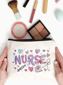 1 pezzo Divertente borsa make-up infermiera per amore, accessori infermiera per il lavoro, regali per infermiere donne, borsa infermiera per donne, moglie e madre, laurea compleanno ringraziamento pensionamento regali, kit di sopravvivenza infermiera borse cosmetiche organizer per il trucco