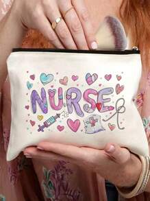 1 pezzo Divertente borsa make-up infermiera per amore, accessori infermiera per il lavoro, regali per infermiere donne, borsa infermiera per donne, moglie e madre, laurea compleanno ringraziamento pensionamento regali, kit di sopravvivenza infermiera borse cosmetiche organizer per il trucco
