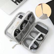 2 Layers Pink/Grey/Black/Navy Travel Portable Digital Product Storage Bag USB Data Cable Organizer Headset Charging Treasure Box Bag Back To School