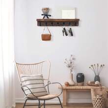 Soporte de pared para llaves, organizador de pared de madera para el hogar con 7 ganchos y estante de exhibición, estante de pared para sala de estar, entrada, cocina, baño, organizador de cocina y baño, luces de jardín, ganchos colgantes de pared, decoración del Día de San Valentín, soporte para llaves, soporte de pared para llaves, perchero de llaves - 7 ganchos - Ver 6