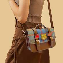 MINISO 迪士尼尼克王尔德警察主题剑桥包，柔软仿皮，金色五金配件，内袋和可拆卸肩带，非常适合休闲外出和主题公园旅行（1 件） - 棕色 - 查看 1