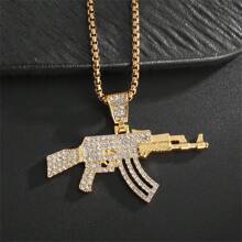SeuSuk Hiphop AK-47 Rifle Gun Pendant Necklace, Personalized Street Style Hiphop Rock Rap Party Jewelry For Men - Multicolor - View 7
