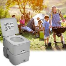 Portable Camping Toilet - 20L Handle Removable Handle Portaloo With Flush For Outdoor Camping Hiking Travel Caravan - Grey - View 8