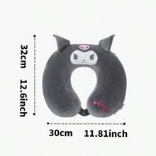 Miniso Gối du lịch Sanrio Kuromi Memory Foam, thiết kế hình chữ U tiện dụng với họa tiết đầu lâu màu đen và hồng, chất liệu, hoàn hảo cho các chuyến bay dài, đi làm và ngủ trưa ở văn phòng (1 chiếc) - màu đen - Xem 8