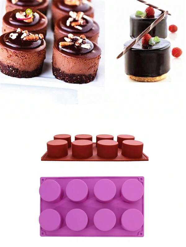 1 Set 8-Cavity Round Ice Cream, Jelly, Pudding, Soap, Cake Baking Mold, Baking Tool