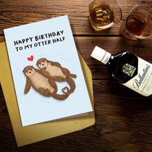 1 件可爱水獭生日贺卡，适合女朋友男朋友，搞笑生日贺卡，适合妻子丈夫，生日快乐贺卡，适合他/她 - 彩色 - 查看 6