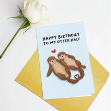 1 件可爱水獭生日贺卡，适合女朋友男朋友，搞笑生日贺卡，适合妻子丈夫，生日快乐贺卡，适合他/她 - 彩色 - 查看 3