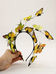 Corona de flores luminosa con mariposas, diadema con flores y mariposas que se iluminan para mujeres, ideal para bodas, fiestas, navidad, año nuevo. Accesorios brillantes para espectáculos, joyería para el cabello nupcial. - multicolor - Ver 8