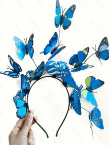 Corona de flores luminosa con mariposas, diadema con flores y mariposas que se iluminan para mujeres, ideal para bodas, fiestas, navidad, año nuevo. Accesorios brillantes para espectáculos, joyería para el cabello nupcial. - multicolor - Ver 6