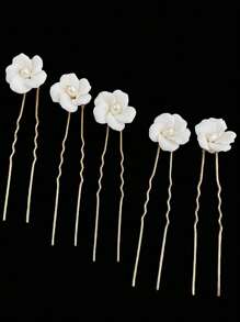 Nouvelle barrette à cheveux en céramique blanche à fleurs, accessoire de coiffure de style pastoral pour mariée et mariage