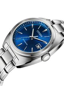 CITIZEN 男士手表 自动手表，配备机械机芯和水晶表盘，男士手表，带日期显示，不锈钢表带 NJ0100-71L