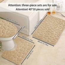 Pebble Bathroom Toilet Anti-Slip And Moisture-Proof Three-Piece Set-3pcs. Single U-Shaped Mat 40*50-1pc Home Bathroom Decor Bath Rug Floor Carpet Outdoor Rug Door Mat Fall Decor Bathroom Accessories Back To School