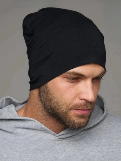 Cotton Casual Elastic Skull Beanie Hat, Unisex Loose Lightweight Brimless Cap