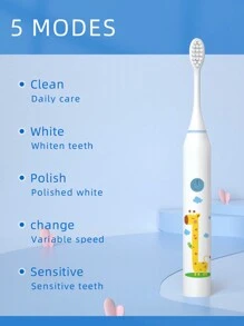 4pcs Toothbrush Heads, USB Rechargeable 5 Modes Smart Electric Toothbrush For Dental Health - White - View 3