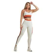 Women's Fitness Set Top + Leggings Zero Transparency High Compression Shaping UV50+ - 米色 - 查看 6
