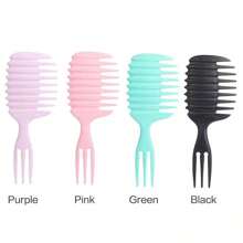 1 Gói Lược Chải Tóc Xoăn Lông Lợn Rừng Lược Định Hình Xoăn Cho Tóc Xoăn Sóng Thẳng, Thiết Kế Tay Cầm Hình Ba Chĩa Độc Đáo Cho Tóc Ướt Khô - Nhiều màu - Xem 2
