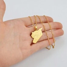 1pc Map With City Name Silver Color / Gold Color Charms Pendant Necklaces Syrians Jewelry