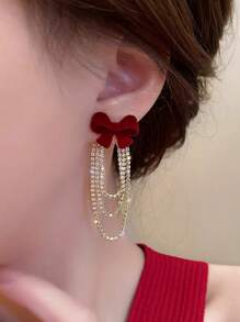 1 Pasang Anting Rumbai Pita Modis dan Serbaguna - Merah - View 2