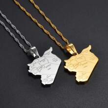 1pc Map With City Name Silver Color / Gold Color Charms Pendant Necklaces Syrians Jewelry