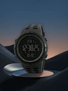 多功能戶外夜光運動手錶，時尚LED電子手錶，適用於成人和學生 - 黑色 - 查看 13