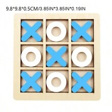 Wooden Tic Tac Toe 9-Grid Chess Board, Tabletop Interactive Game, Casual 2-Player Board Game - Blue - View 2