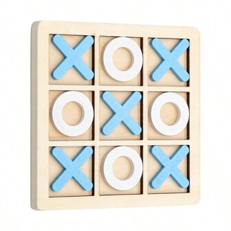 Wooden Tic Tac Toe 9-Grid Chess Board, Tabletop Interactive Game, Casual 2-Player Board Game