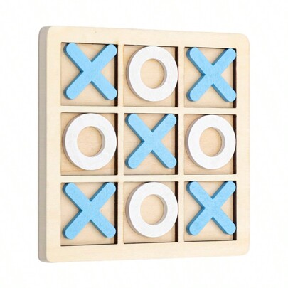 Wooden Tic Tac Toe 9-Grid Chess Board, Tabletop Interactive Game, Casual 2-Player Board Game