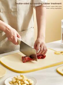 1PC Multifunctional Double-Sided Cutting Board, Kitchen Can Hang Anti Slip Thickened Classification Cutting Board, Vegetable, Fruit And Meat Cutting Board - Yellow - View 3