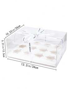 1pc 6 Count/12 Count Cupcake Containers With Gift Ribbon, Plastic Cupcake Carrier Holder For Treat Dessert Muffins Pastry