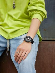 CITIZEN Montre à quartz pour hommes, montre pour hommes et femmes, montre analogique à 6 aiguilles ronde à quartz avec bracelet en caoutchouc, boîtier de 43 mm AI5005-13E