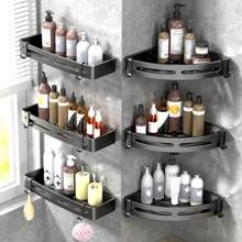 1pc Triangular Wall Mount Storage Rack, No Drilling Required, Bathroom Toilet Shower Room Corner Organizer Shelf Bathroom Accessories Bathroom Tools Bathroom - one-size - View 3