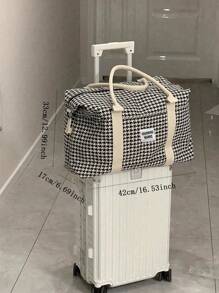 Checkered Handheld Travel Bag Large Capacity Gym Bag Lightweight Short Distance Business Storage Bag Handbag Handbags Hand Bag Weekend Bag Luggage Bag For Travel Business Vacation Holiday Outdoor Hospital Back To School Hand Bags For Men And Women Unisex Student Traveling Bag Houndstooth Plaid For Suitcase Overnight Bag Duffle Bag Duffel Bag For Luggage Carry On Bag College Bag Luggage Bags Weekender Bag Hospital Bag Winter - Beige - View 9