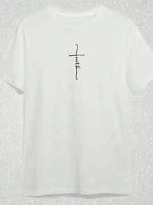 Faitch Printed T-Shirt Men's Unisex Promotion Fashion Shirt - 白色 - 查看 1