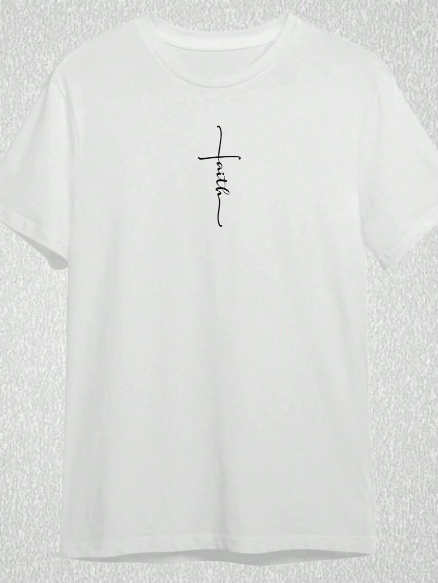 Faitch Printed T-Shirt Men's Unisex Promotion Fashion Shirt - 白色 - 查看 1