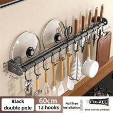 Kitchen Wall Mounted Storage Rack, No Tools Required, Holder For Spoons, Forks, Knives, Pot Lids, Organizer, Accessory Set