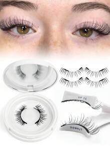 1 Pair Magnetic False Eyelashes Kit With Mirror & Applicator Glue-Free Eyelashes 3D Natural Manga Eyelashes Cat Eye Fluffy Faux Mink Eye Lashes With Tweezers Makeup Tool For Beauty Travel,Reusable Magnetic Eyelashes No Glue Needed 3D Natural Magnetic False Eyelashes Portable Cosmetic Tool,Magnetic Eyelash Set - Natural Looking, Magnetic Adhesion, No Glue Or Eyeliner Needed, Lightweight & Reusable, Comes With Tweezers For Easy Application - 黑色 - 查看 12