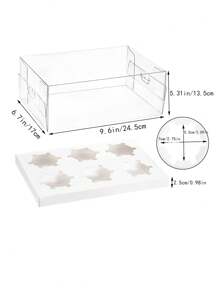 1pc 6 Count/12 Count Cupcake Containers With Gift Ribbon, Plastic Cupcake Carrier Holder For Treat Dessert Muffins Pastry