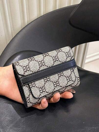 Nueva cartera corta y portacartas con estampado floral, estuche antirrobo para tarjetas de crédito, monedero plegable minimalista de múltiples ranuras para mujer