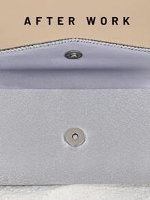 女士优雅闪光翻盖手拿包，奢华水钻装饰晚宴包，适合正式礼服、婚礼、联欢晚会、圣诞派对、正式场合，配有链带 - 銀色 - 查看 8