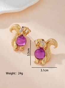 Hoa tai sóc bằng hợp kim đồng cổ điển dành cho nữ, thiết kế hình bán nguyệt màu tím, tay nghề thủ công hàng đầu, trang sức sang trọng thanh lịch, thủ công tinh xảo, thể hiện kỹ năng và niềm đam mê của nghệ nhân - Nhiều màu - Xem 2