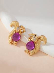 Hoa tai sóc bằng hợp kim đồng cổ điển dành cho nữ, thiết kế hình bán nguyệt màu tím, tay nghề thủ công hàng đầu, trang sức sang trọng thanh lịch, thủ công tinh xảo, thể hiện kỹ năng và niềm đam mê của nghệ nhân - Nhiều màu - Xem 5