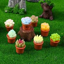 8 Stück Mini lachende Gesicht Sukkulenten Figuren, Polyresin realistische 3D Moos Dekor, geeignet für Heimdekoration Miniaturlandschaft, Schreibtischzubehör, Armaturenbrett, Outdoor-Feengarten DIY Handwerkskunst