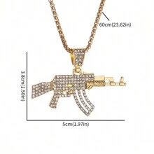 SeuSuk Hiphop AK-47 Rifle Gun Pendant Necklace, Personalized Street Style Hiphop Rock Rap Party Jewelry For Men - Multicolor - View 5