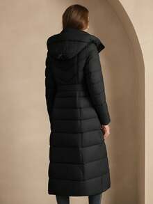 ZIAI High Quality Solid Color Hooded Slim Fit Long Down Jacket, Winter - Black - View 10