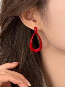 1 Cặp Hoa tai đơn giản hình học thanh lịch sang trọng tiệc tùng hàng ngày khu nghỉ dưỡng cá nhân hóa cho phụ nữ - Đỏ - Xem 2
