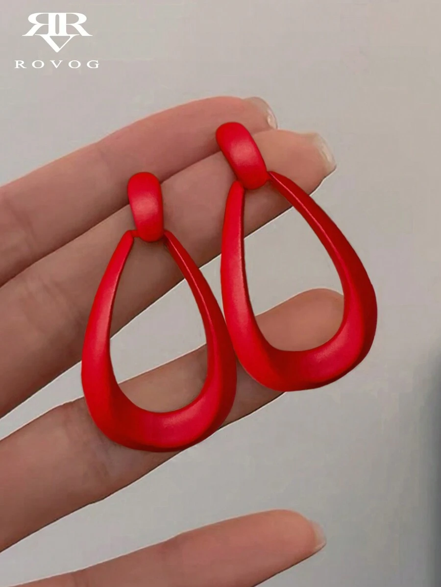 1 Cặp Hoa tai đơn giản hình học thanh lịch sang trọng tiệc tùng hàng ngày khu nghỉ dưỡng cá nhân hóa cho phụ nữ - Đỏ - Xem 1