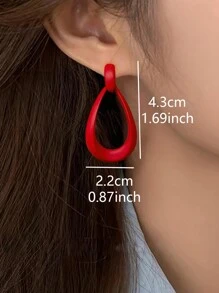 1 Cặp Hoa tai đơn giản hình học thanh lịch sang trọng tiệc tùng hàng ngày khu nghỉ dưỡng cá nhân hóa cho phụ nữ - Đỏ - Xem 4