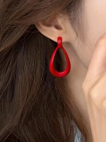 1 Cặp Hoa tai đơn giản hình học thanh lịch sang trọng tiệc tùng hàng ngày khu nghỉ dưỡng cá nhân hóa cho phụ nữ - Đỏ - Xem 3